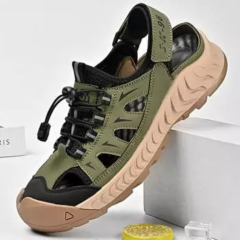 Summer Fashion New Beach Sandals Anti-collision Hiking Shoes for Outdoor Hiking Comfortable Breathable Thick-soled Men s Shoes 38 зелёный