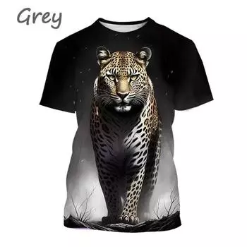 Summer Fashion New Men s Printed T-shirt with Animal Tiger Pattern Plus Size Comfortable Casual Round Neck Short Sleeve Top S