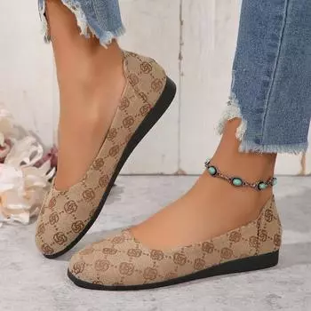 Summer Fashion New Soft-soled Flat Shoes Retro Embroider Shoes Flat Print Elegant Casual Large Size Daily Women Shoes Zapatos 36 хаки