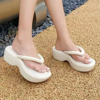 Летняя мода. Шлепанцы на толстой подошве. Повседневные сандалии для улицы. Сандалии. Нескользящие женские тапочки. Плоские тапочки. 35-36