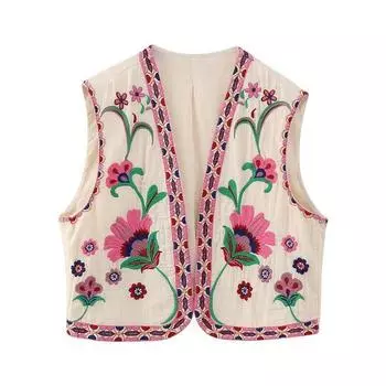 Summer Fashion Trends Women s Cardigan Vest Embroidery Pink M