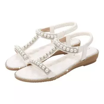 Summer Fashion Women Flat Snadals for Women 2024 Elastic Back Strap Gladiator Comfortable Non-slip Beach Shoes Wedges Sandalias 36