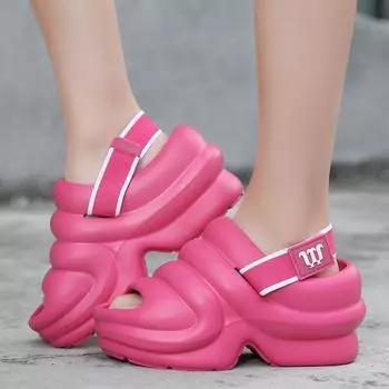 Летние модные женские сандалии на толстой подошве, высококачественные женские сандалии на толстой подошве 10 см, пляжная обувь, уличная обувь 35 синий