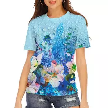 Summer Fashion Women s Top Plant Flower 3D Printed Casual T-shirt S