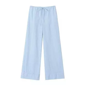 Summer Fashion Women s Wear Loose High Waist Stripes Pants Light Blue S