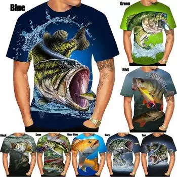 Summer Fish Unisex s/woUnisex s Fashion Slim T-shirt 3d Printing T-shirt Short-sleeved Casual Round Neck Top Oversize Clothing S