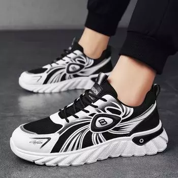 Summer fly-woven men s shoes breathable mesh shoes casual running shoes thick-soled non-slip youth personalized sports shoes trendy shoes 39