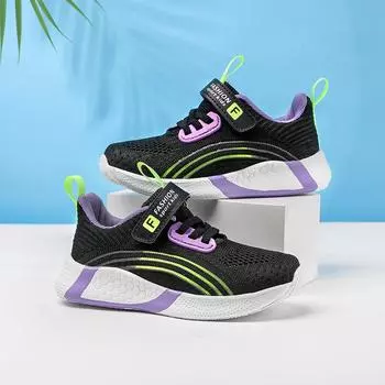 Summer fly-woven mesh breathable sports shoes medium and light for older children, girls medium and small children s shoes one pedal fashion ca 27