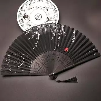 Summer Folding Fan Antique Japanese Small Retro Cloth Fan Folding Fan Chinese Style Dance Fan Female Classical Folding Fan