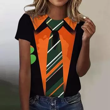 Summer Four Leaves T Shirt Casual 3d Printing Tops Fashion Women Short Sleeve T-shirts Plus Size S