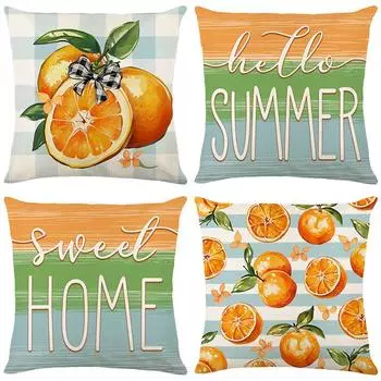 Summer Fresh Fruit Pillow Case Linen Printed Letter Pillow Set Living Room Bedroom Decorative Cushion 45*45cm JYM430-1