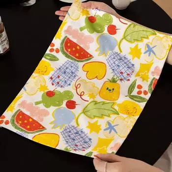 Summer Fruit Cotton Placemat Insulation Mat Oil-Proof Waterproof Placemat Ins Style Household Fabric Placemat Rectangular Summer Fruit [Placemat]] 40 x 30cm
