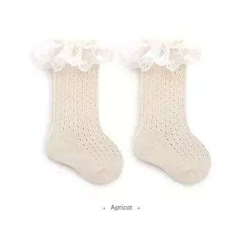 Summer Girls Socks Mesh Thin Style Baby Socks Korean Foreign Style Baby Princess Lace Mid-Tube Cotton Toddler Socks M (1-3Y)