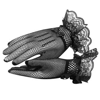 Summer Gloves Banquet Weddings Party Annual Meeting French Lace Women s Sun Protection Wine Party Party Performance Thin Black Hollow One size