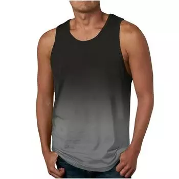 Summer gradient 3D printed vest men s casual streetwear oversized sleeveless vest bodybuilding men s sports vest men s clothing S