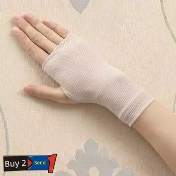Summer Half Finger Sun Protection Gloves Women Thin Cool Ice Silk Men s Driving Riding Non-Slip Breathable Open Finger Writing Game Skin color One size