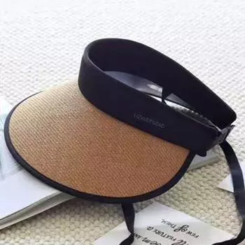 Summer Hat High Quality Big Brim Black Glue Topless Hat Female Full Face Sun-Proof UV Protection Sun Hat Male C3776 black card M(56-58cm)