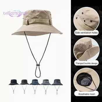 Summer Hat Wide Brim Unisex Hollow Out Super Breathable Sunshade Outdoor Hat Climbing Supply синий