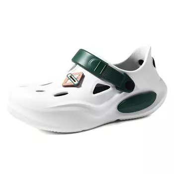 Summer heightening slippers hole shoes women wear thick soles, non-smelly feet non-slip breathable EVA contrasting color wear-resistant bag head drag 35-36