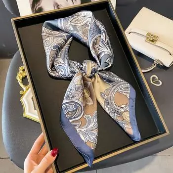 Summer High-End Fashion Square Scarf Femininity Sunscreen Large Shawl Seaside Sunshade Silk Scarf 70-70CM