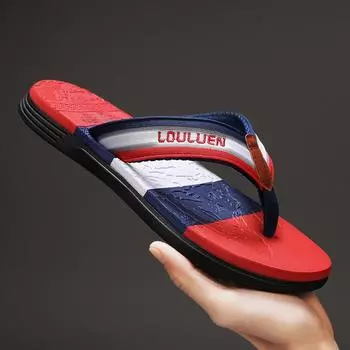 Summer High Quality Beach Flip Flops Fashion Men Flip Flops Men Casual Breathable Antiskid Beach Slippers Men Summer Outdoor 39 красный