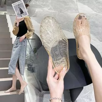 Summer High Quality New Women s Casual Crystal Slippers 2024 Women s Luxury Home Comfortable Slippers 36