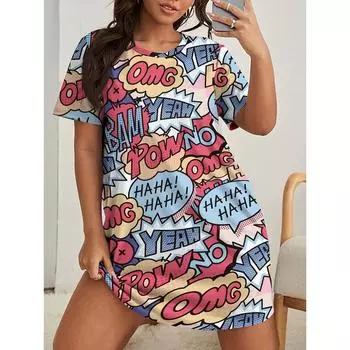 Summer High Stretch Women s Dresses Women s Home Sleeping Dresses Plus Size Loose Women s Dating Dresses Creative Printing S