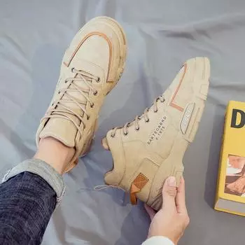Summer high-top Martin boots British style popular men s shoes medium-top tooling boots trendy shoes trendy desert short boots big yellow boots 39
