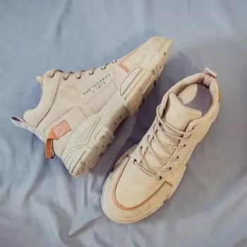 Summer high-top Martin boots British style popular men s shoes medium-top tooling boots trendy shoes trendy desert short boots big yellow boots 39