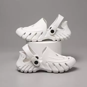 Летние сандалии с отверстиями 2024 года, новые дышащие туфли с отверстием для головы, повседневная пляжная обувь с отверстиями для сада 35 белый