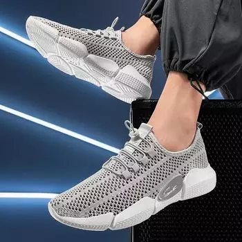 Summer hollow breathable casual mesh shoes lightweight outdoor sports running men s shoes one pedal elastic lazy shoes 39