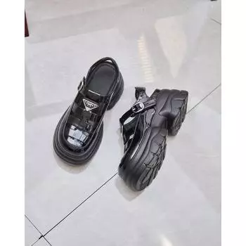 Summer hollow breathable thick sole heightening small muffin sole women s new shoes bag head sandals 35 чёрный