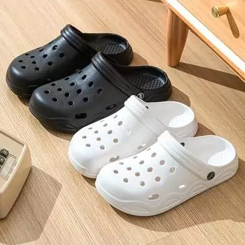 Summer Hollow Out Closed Toe Beach Sandals Women Lightweight Anti Slip EVA Clogs Slippers Woman Comfort Soft Sole Garden Shoes 36-37 белый
