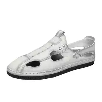 Summer Hollow Out Sandals Men s Flat Shoes Outdoor Driving Shoes Men s Fishing Camping Shoes Beach Shoes Handmade Soles 39 чёрный