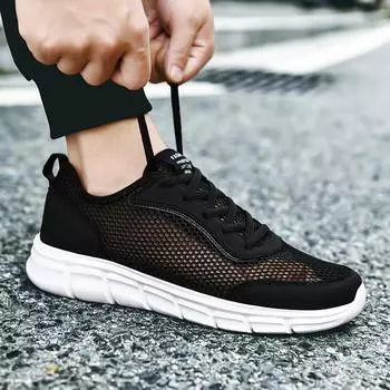 Summer hollow single shoes youth large mesh sports shoes casual breathable mesh running shoes work shoes large size men s shoes 39 синий