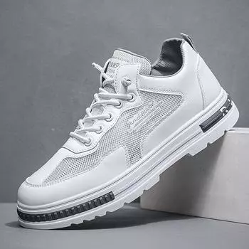 Summer Hollowing Breathable Men s Skateboard Shoe Designer Classic Men Casual Shoes Outdoor Non Slip Anti-Odor Vulcanized Shoe 39 бежевый