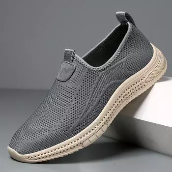 Summer Hot Selling Men s Mesh Shoes Breathable Casual Shoes Trendy Gray Men s Outdoor Hiking Shoes Wear-resistant Soles 38 чёрный