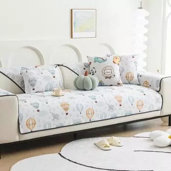 Summer Ice Silk Cartoon Pattern Printed Sofa Cover Universal Non-slip Sofa Mat Cool Feeling Cushion Sofa Cushion for Living Room 70x70