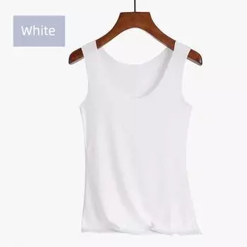 Summer Ice Silk Seamless Camisole Women s Thin Shirt Invisible Anti-Exposure Flesh Color Close-Fitting Inner Bottoming Shirt Women s Ice Silk Vest White M