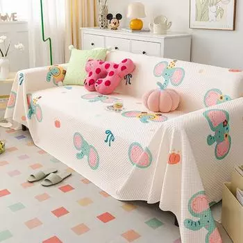 Summer Ice Silk Sofa Cover Cloth Light Luxury High-Grade Cream Style Cute Cartoon Ins Cool Feeling Cover Towel 200-130