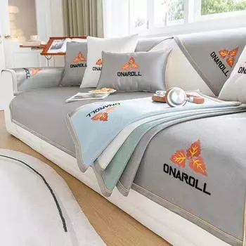 Summer Ice Silk Sofa Cushion Light Luxury Modern New Shell Cover Cloth Universal Non-Slip Full Cover Towel 70*70