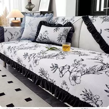 Летняя подушка для дивана из ледяного шелка Lotus Ear, летний спальный коврик, чехол для дивана, нескользящий, прохладный, дышащий, тканевый чехол для дивана, полотенце для спинки 70*70cm