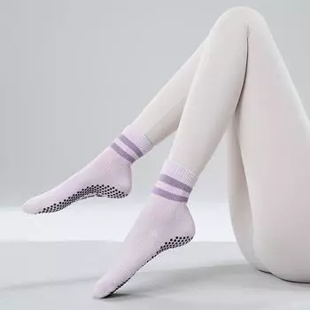 Summer Indoor Yoga Socks Non Slip Professional Women s Long Pilates Socks Knee Socks Adult Sports Fitness Training Socks [1 pair of experience outfit] romantic purple