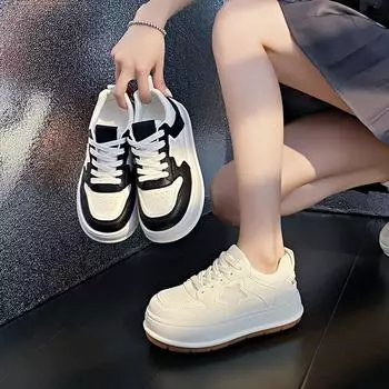 Summer Ins Breathable Little White Shoes Female Students Platform Versatile Casual Sports Board Shoes 35 бежевый
