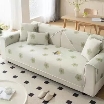 Summer Ins Wind Ice Silk Sofa Cushion Living Room Breathable Cool Combination Sofa Cover Non Slip Washable Printed Couch Cover 70x70