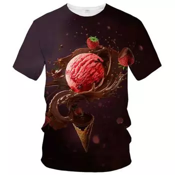 Футболки Summer Interest Ice Cream с графическим принтом для мужчин, повседневные, с 3D-принтом, крутые футболки, хип-хоп, харадзюку, с круглым вырезом, уличные топы S