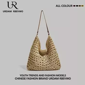 Summer Japanese Large Capacity Straw Woven Bag Female Summer Seaside Holiday Woven Bag Idle Style Crossbody Commuter Tote Creamy-white 01 [same model in shopping mall]]