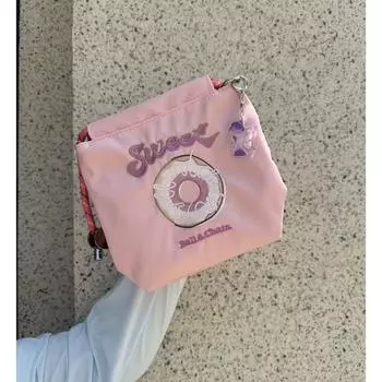 Summer Japanese Style Ball Chain Large Capacity Work Clothing Canvas Small Bag Female 2025 New Crossbody Mobile Phone Bag Upgraded Pink