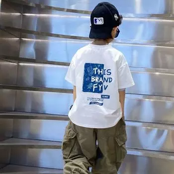 Summer Kids Clothes Streetwear Print T Shirt Short Sleeve Tops Boy Cotton Tees O-Neck Cool Children Fashion Blouse 160