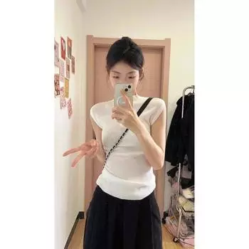 Summer Knitting T-Shirt Silm Thin Short Sleeve Tops White XL [Recommendation 115/65.00kg]]